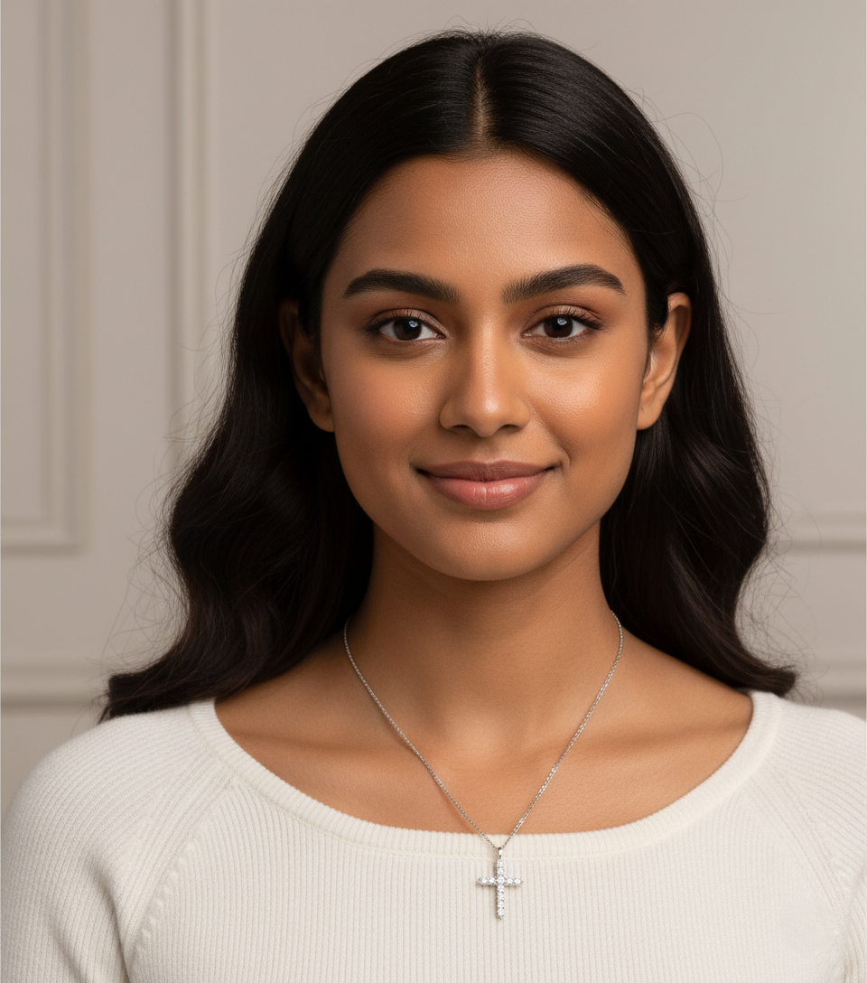 diamond cross religious pendant necklace