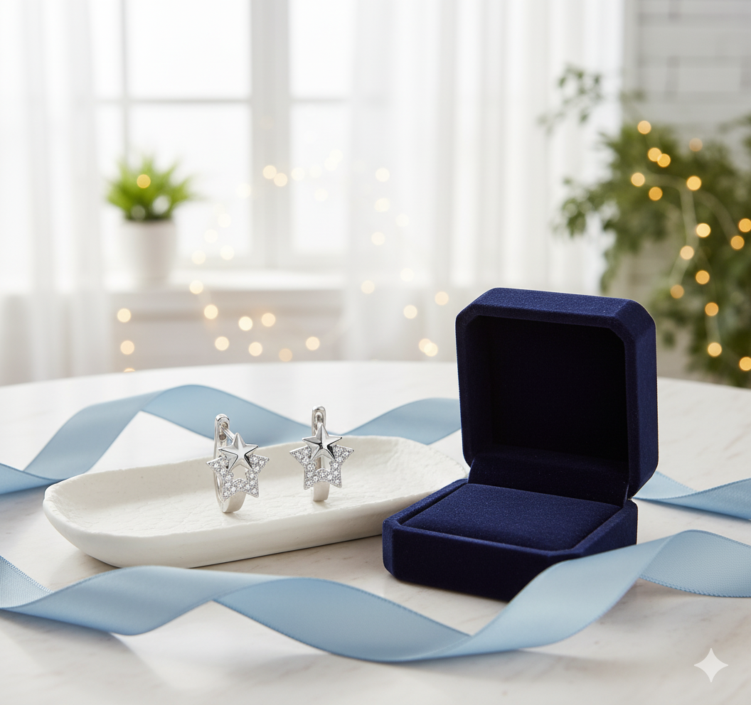 Model wearing Glossy Hoop Earrings – gold-plated sterling silver high-shine hoops styled by Dione Canada