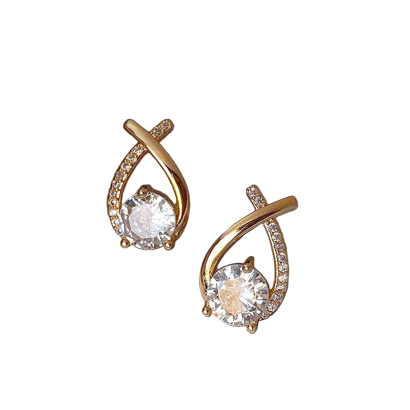 Nova Stud Earrings in 925 sterling silver with dual-finish gold & rhodium plating and high-clarity zirconia crystals by Dione Canada